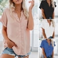 thumbnail image 1 of Dream Lifestyle Turn-Down Collar Short Sleeve Women Shirt Patch Pocket Solid Color Simple Loose Shirt Ladies Clothing, 1 of 8