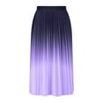thumbnail image 4 of Ndbuld on Clearance Womens Skirt Boho Elastic High Waist Ankle High Waisted A-Line Long Maxi Skirt Ladies' Gradient Pleated Skirt With High Waist And Slim A-line Skirt,Purple, 4 of 5