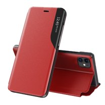 Case for iPhone 14 Pro Max, Premium PU Leather Flip Folio Case with Kickstand Bracket Magnetic Closure Phone Cover, Rugged PC Bumper Shockproof Drop Resistant Case for iPhone 14 Pro Max,Red