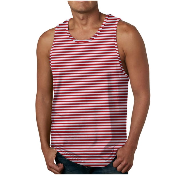 Tanques para Hombre para el Verano Solto Chaleco Impresión Deportivo Cuello Redondo, Casual
