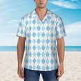 thumbnail image 4 of Fotbe Blue and White Squares Hawaiian Shirt for Men Unisex Summer Beach Casual Short Sleeve Cotton Linen Button Down Shirts-XX-Large, 4 of 9