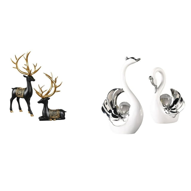 Elegante Colección De Figuras De Resina De Reno Y Cisne Para Mesa, Mueble, Sala De Estar, Decoración, Boda, Inauguración De La Casa, Regalo De Centro De Mesa