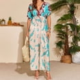 thumbnail image 4 of Taqqpue Women Kaftan Dresses Plus Size V-Neck Batwing Sleeves Beach Cover Up Loose Fit Maxi Dress Summer Floral Print Caftan Dress for Women, 4 of 9