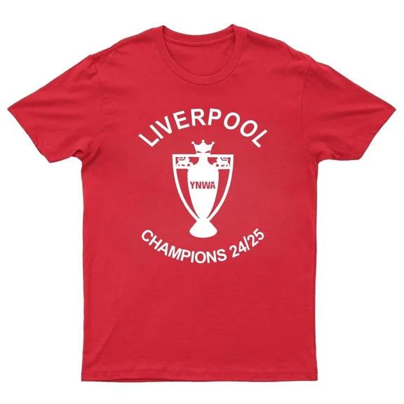 Liverpoolll Champions 24/25 T-Shirt, League Title Winner 2025, Men & Women Unisex Tee