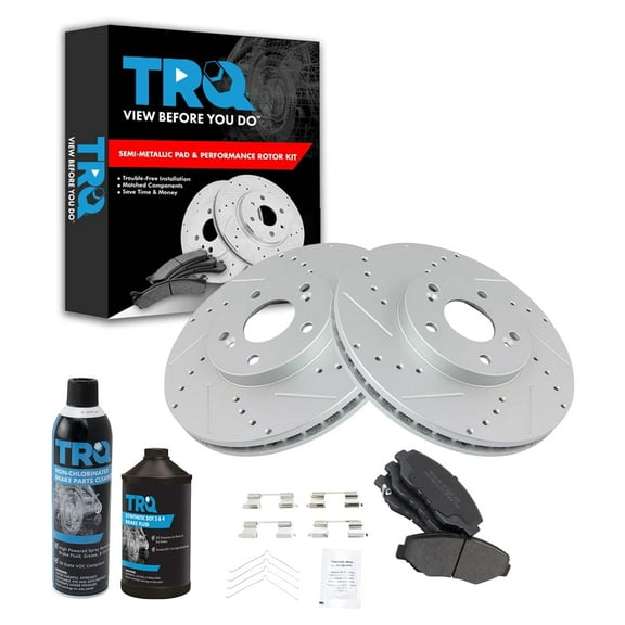 TRQ Front Performance & Brake Rotor & Metallic Pad Kit w/Chemicals BKA16341