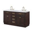 thumbnail image 3 of Water Creation Chestnut 60" Wood Double Bathroom Vanity in Brown Oak/Satin Gold, 3 of 10
