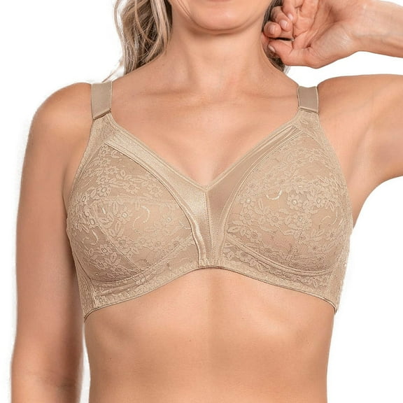 LeSensuel Lace Full Coverage Wireless Bra Comfortable No Wire Bras for Women with Wide Wings