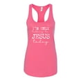 thumbnail image 2 of Wild Bobby, I'm Only Talking to Jesus Today Inspirational/Christian Women Racerback Tank Top, Hot Pink, Small, 2 of 6