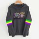thumbnail image 1 of Uootdi Mardi Gras Womens Drawstring Hoodies for Women Carnival Crewneck Heart Print Hooded Long Sleeve Pullover Festive Color Block Loose Sweatshirts Gift, 1 of 4
