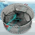 thumbnail image 3 of Teettartee Heavy-Duty Folding Crab Cage, Size Diameter=17.7”,Height=7.9”,Round Design with Secure Red Rope Handles, Black Mesh Trap Net for Crabbing, Shrimp,Marine Life,and Beach Fishing, 3 of 10