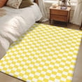 thumbnail image 4 of 3'x5' Area Rugs, Yellow White Plaid Indoor Outdoor Area Rug for Living Room Bedroom, Modern Retro Geometric Checkered Washable Bathroom Rugs Kitchen Floor Carpet Mats Home Decor Aesthetic, 4 of 8