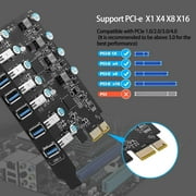 YEELIYA USB 3.0 PCIe Expansion Card 7-Port PCI Express USB Add in Card 5Gbps USB 3.0 PCI Express Expansion Card Internal USB3 Hub Converter for Desktop PC Windows XP 7/8/8.1 MAC OS 10.8.2