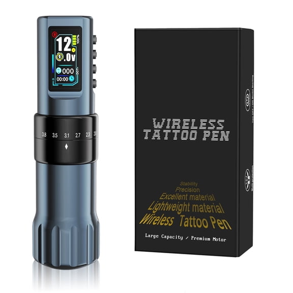 Wireless Rotary Tättoo Pen – Adjustable Stroke 2.0–4.2mm, LCD Display, Cordless Coreless Motor, Type-C Rechargeable, Professional Tättoo Pen for Artists