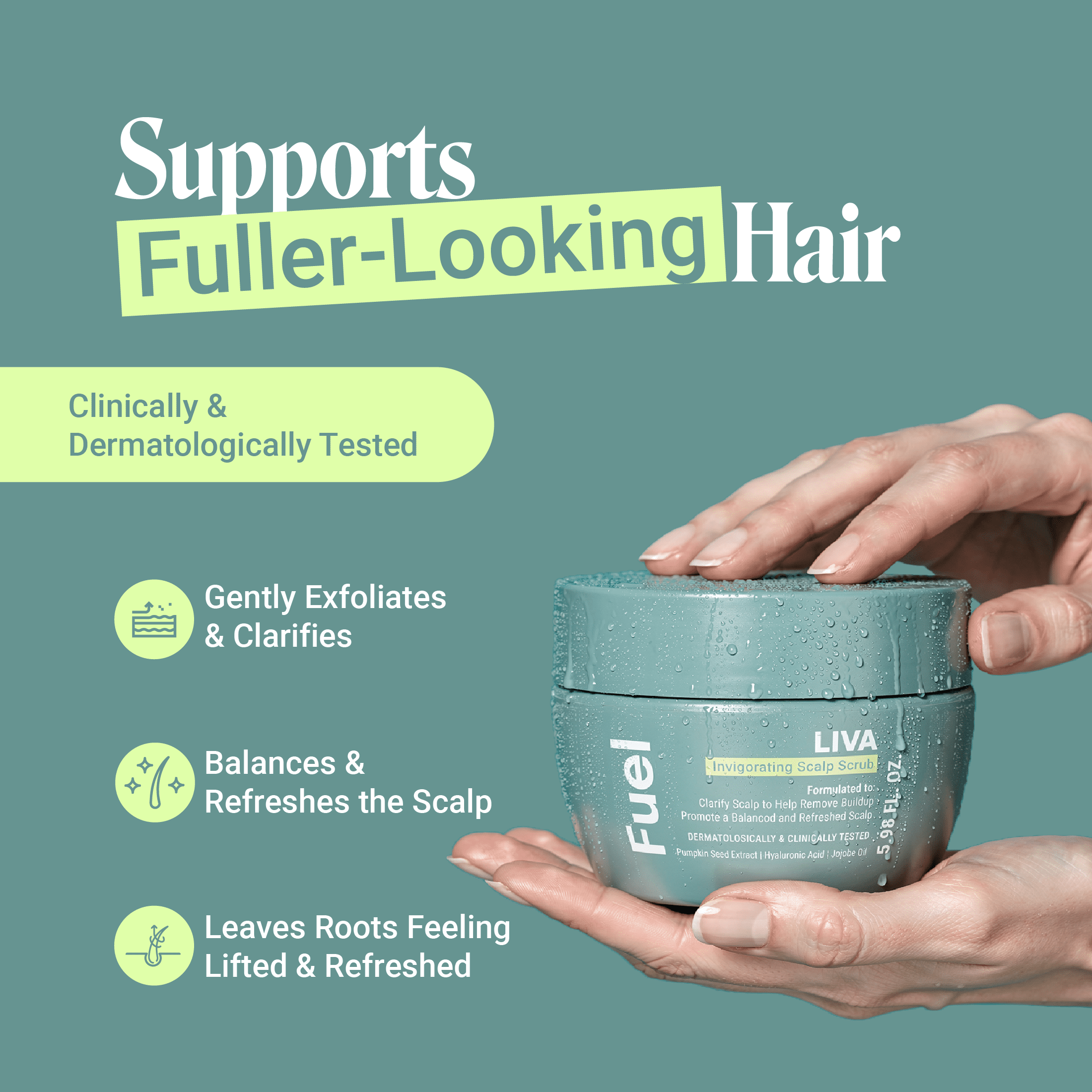Liva Invigorating Scalp Scrub with Pumpkin Seed Extract & Hyaluronic Acid, 5.98 oz