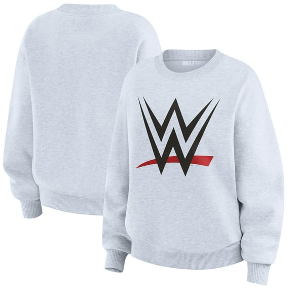 Women's WEAR by Erin Andrews Heather Gray WWE Logo Oversized Sweatshirt