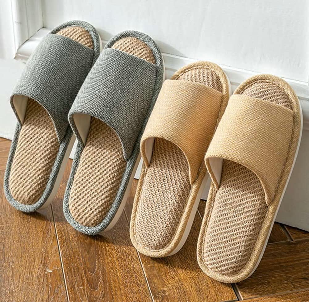 Amazon.com : 6 Pair of Open Toe Breathable Slippers,Solid Color Casual  Slippers,Spa Slippers for Guests, Hotel, Travel, Unisex Universal Size  Washable (3 gray medium size+3 beige large size) … : Beauty &