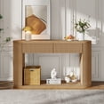 thumbnail image 2 of Euroco 53" Fluted Console Table with 2 Drawers, Modern Entryway Table with Storage & Bottom Shelf,Wood Long Sofa Table Behind Couch for Living Room, Hallway, Foyer,Natural, 2 of 9