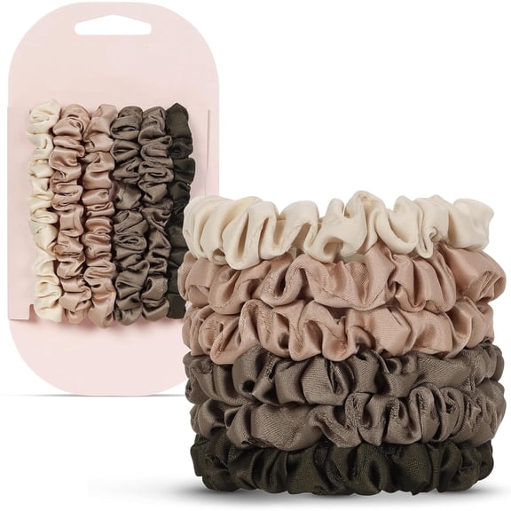Ultra-Petite Satin Scrunchies for Women - Softer Than Silk Scrunchies | Hair Ties No Damage for Frizz-Free Sleep | Perfect for Day or Night | Ideal Gifts for Women - Eucalyptus, 6 pcs
