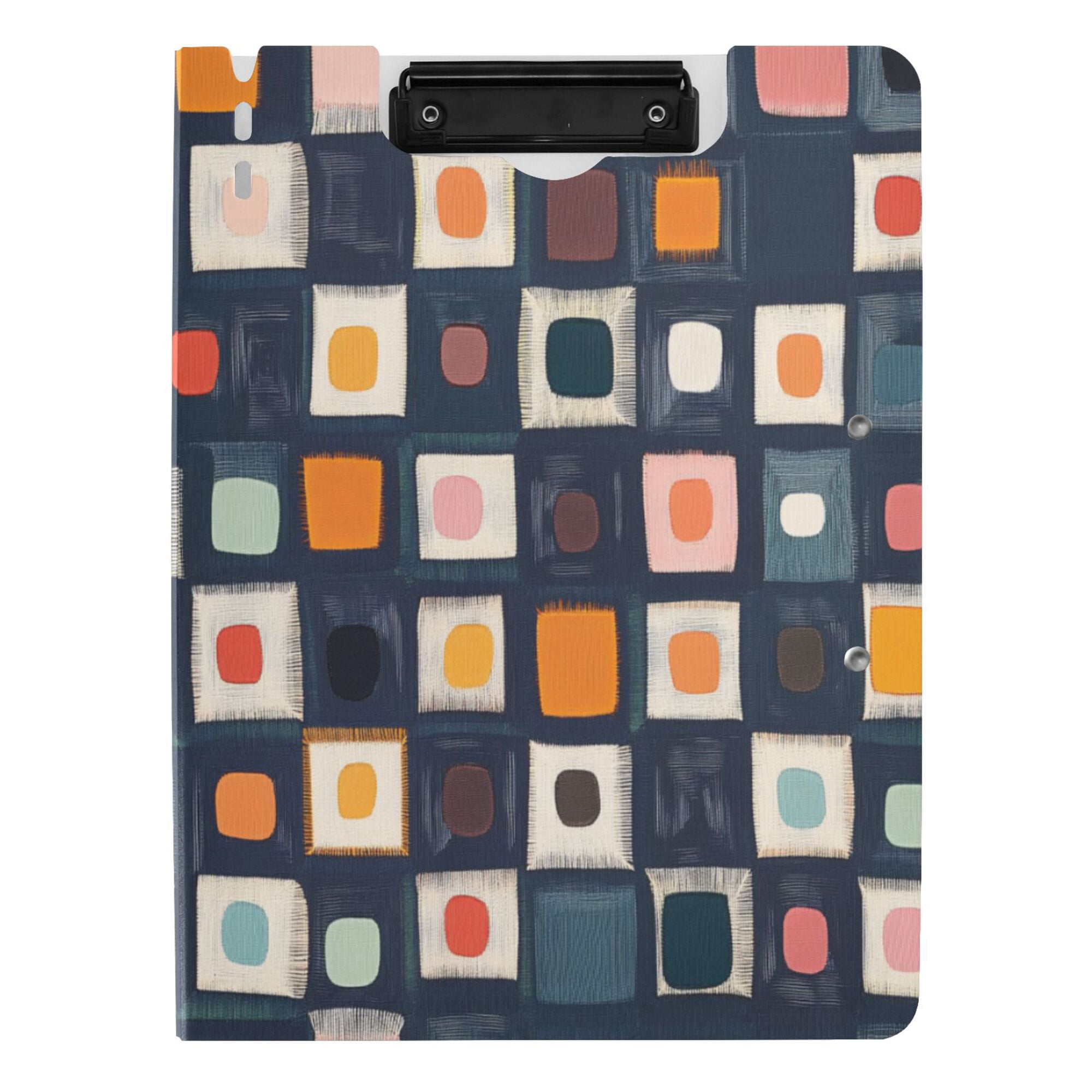 FORMRS A4 Clipboard Folder with Pen Holder Horizontal Foldable School Office Binder, Blue Circle Mosaic