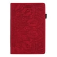 thumbnail image 3 of Dteck Embossed Case For Samsung Galaxy Tab A6 10.1 2016 (SM-T580 T585 T587), 3D Embossed Flower PU Leather Flip Stand Cover Wallet Case Built-in 4 Card Slots, Pencil Holder, Multi-angels Viewing, Red, 3 of 7