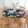 thumbnail image 3 of Pioneer Flower Floral Print Pattern Round Fitted Tablecloth with Elastic Edge,Dining Table Cover Waterproof,Outdoor Round Tablecloth for Camping,Dining,Indoor and Outdoor, 3 of 7
