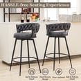 thumbnail image 3 of 28inch Bar Stools Set of 2, Counter Height Bar Stools, 360°Swivel Suede Fabric Stool Chairs with Woven Back and Footrest for Kitchen Island, Cafe, Pub, Bar Counter, 3 of 7