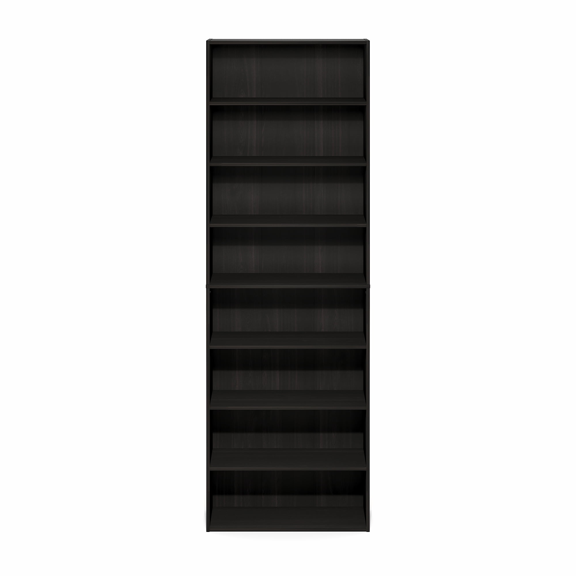 Furinno BASIC 8-Tier Open Bookcase Storage Organizer 12 x 24 x 71 in Espresso