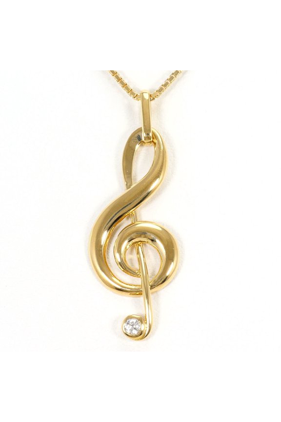 Pre-Owned 18K (18-karat) Yellow Gold Necklace with 0.04 ct Diamond, Certificate of Authenticity...