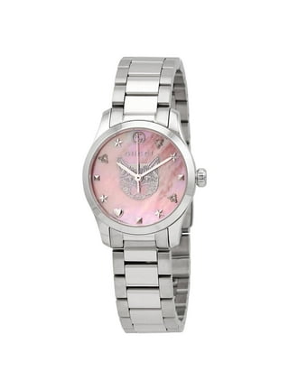 Mercedes Benz Watch Women Silver Tone Pink MOP Square Dial Date New Battery