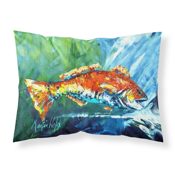 Carolines Treasures MW1270PILLOWCASE Break Through Red Fish Fabric Standard Pillowcase Standard multicolor