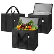 Insulated Reusable Grocery Bag, Durable, Collapsible, Eco-Friendly - Black