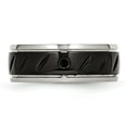 thumbnail image 3 of Chisel Stainless Steel Polished Black IP-plated 8mm Grooved Band, 3 of 6