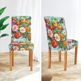 thumbnail image 3 of Yayeee 4 Pack Dining Chair Covers Stretch Parson Chairs Slipcovers Seat Protector, Pink Floral Tomatoes, 3 of 6