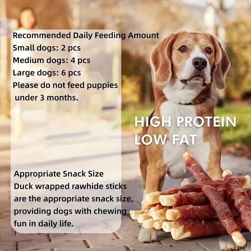 100g/500g(3.53oz/1.1LB) Duck Wrapped Rawhide Sticks, Dog Treats For Small, Medium, & Large Dog, Made With Real Duck, Rawhide - Healthy, Easily Digestible, Dog Chews Long Lasting