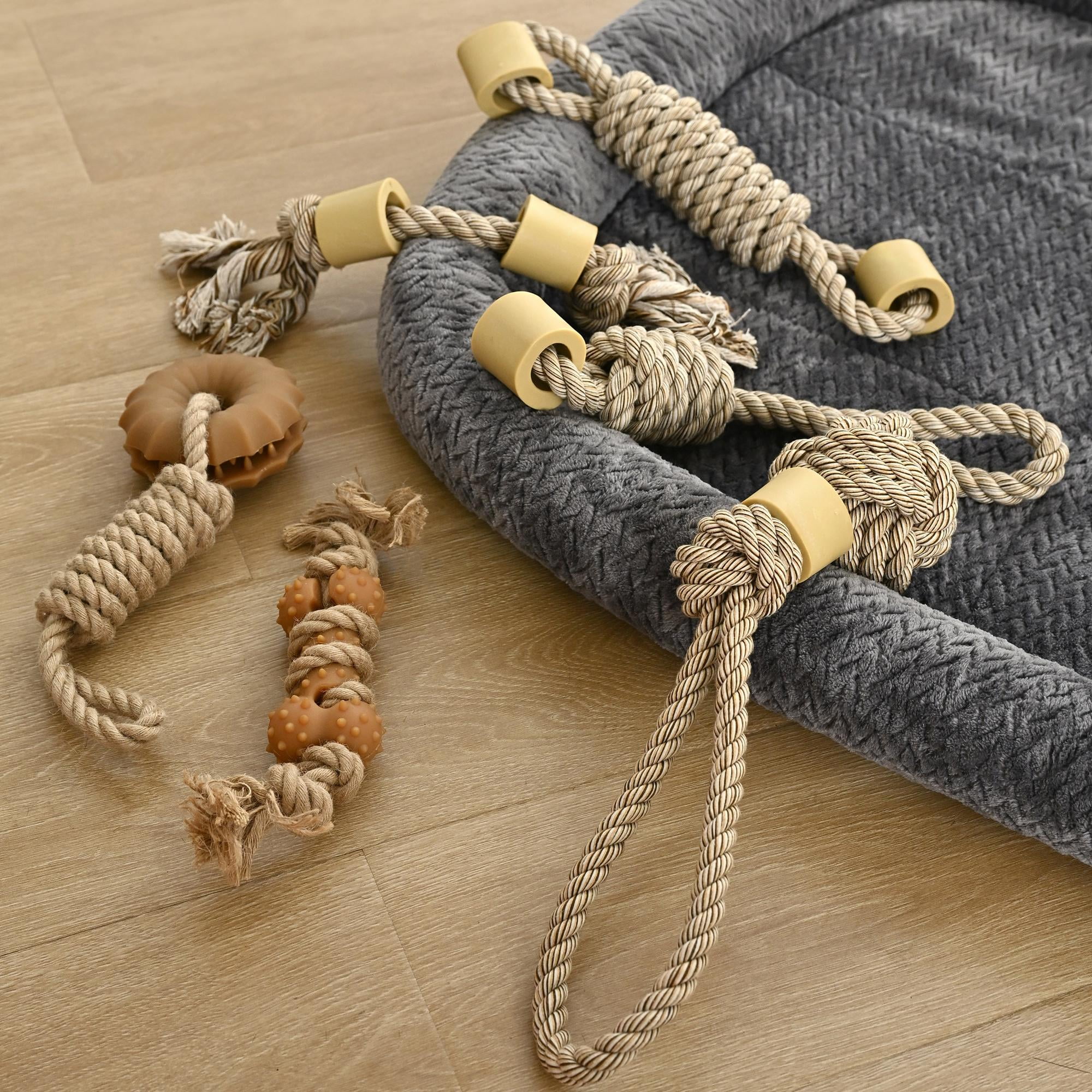 Max & Marlow 6 Pack Dog Rope Toys for Puppy Chewer, 4 Pack Cotton Rope Toys with Nylon Bone, 2 Pack Jute Rope Toys with Natural Rubber