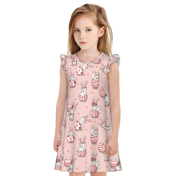Balery Easter Rabbit Camisón de princesa para niñas, pijama de algodón con mangas abullonadas, suave y bonito.-Small