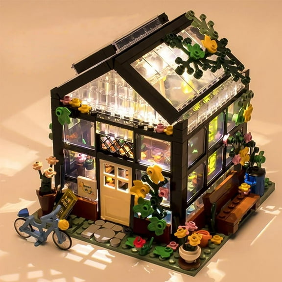 Flower House Building Set, Create Cozy House Toy Set Model Building Kit, Friends House with LED Lights Warmth Building Blocks Set, Friends House Sets for Girls Boys 6-12 (579 Pcs)