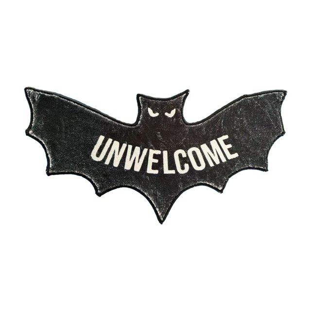 Unwelcome Shaped Bat Coir Mat Welcome Doormat Front Door Mat Rugs Halloween Decorations, Non-Slip Carpet Rugs New Home Closing Housewarming Gift for Outside Entrance Home Decor (30.7*46 in)