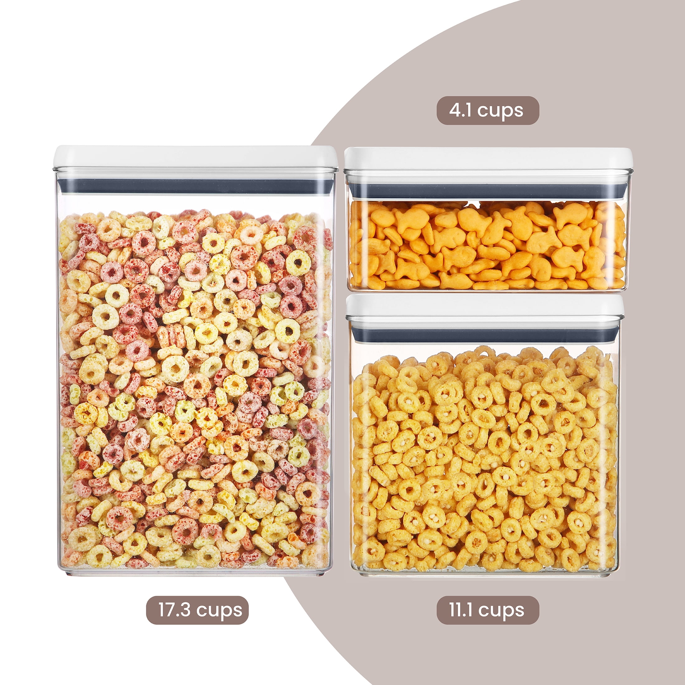 (3 pack) Better Homes & Gardens Canister Pack of 3 - Flip-Tite® Rectangular Food Storage Container Set, Ideal Use for Pantry Organization and Food Storage