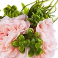 thumbnail image 2 of Enova Home Artificial 3 Larges Silk Peony Mixed with Greenery Faux Flowers in White Ceramic Vase for Home Office Wedding Decoration (Pink), 2 of 3
