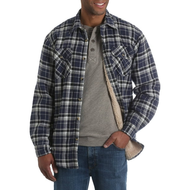 Big Men's Long Sleeve Sherpa Lined Flannel Shirt - Walmart.com