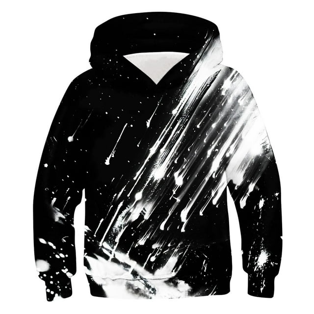 RXIRUCGD Chemise pour Enfants à Manches Longues T-shirt Imprimé Col Rond Cool Garçon Sweat à Capuche (Blanc, Taille : 13 Ans)