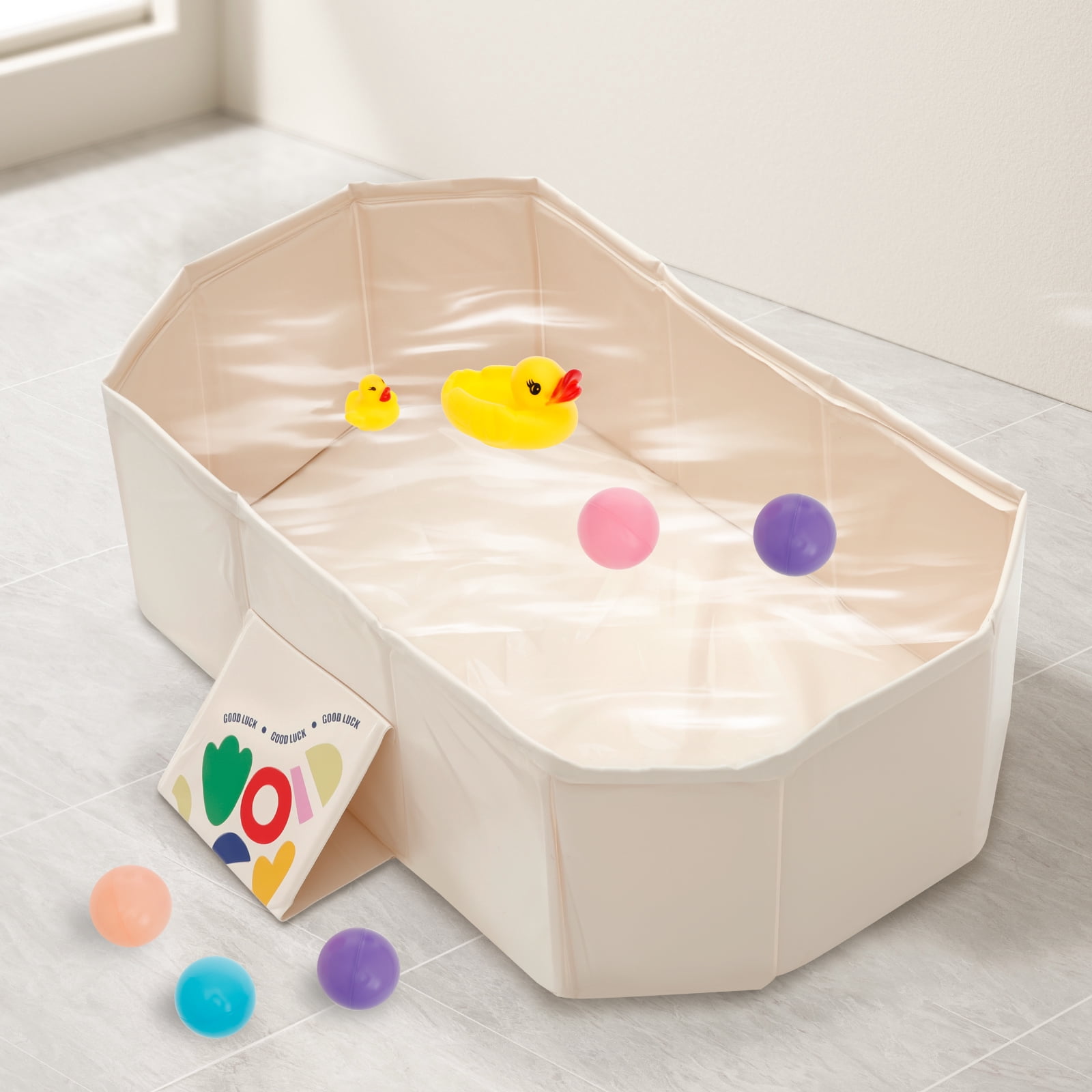 LINFANG PVC Foldable Baby Bath for Kid Pet Space Saving Toddler Infant Bathtub Sturdy Baby Tub for Newborn Home Laundry Use