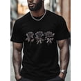 thumbnail image 1 of Camisetas de manga corta con flores de rosa negra para hombre, camisetas de cuello redondo, 1 of 7