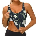 thumbnail image 4 of Fotbe Lilies Flowers Pattern Womens' Sports Bra Longline Wirefree Padded with Medium Support Sports Moisture-Wicking Workou Vest,Tank Top-X-Large, 4 of 9