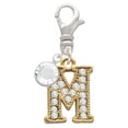 thumbnail image 2 of Delight Jewelry Goldtone Crystal Initial - M - - Silvertone Clip on Charm with Clear Crystal Drop, 2 of 4