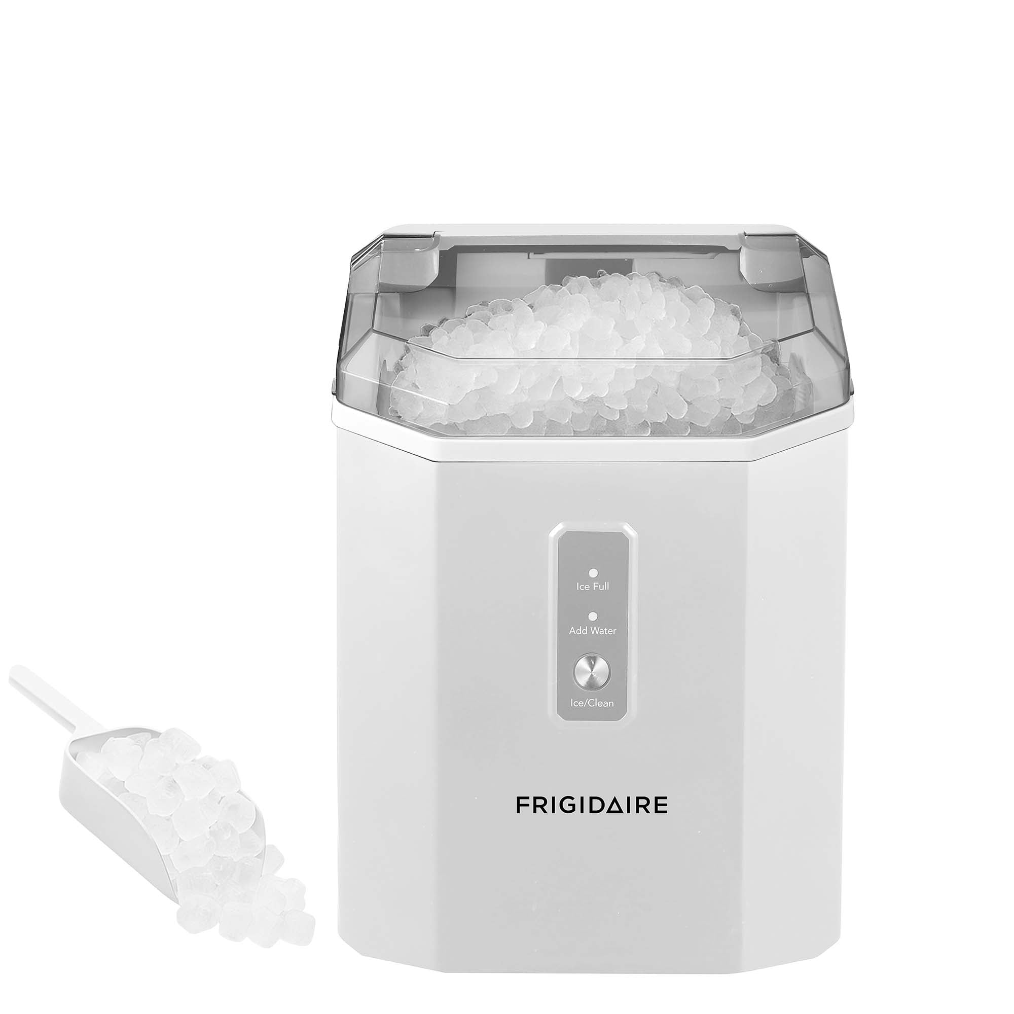 Frigidaire 33lb Countertop Nugget Pellet Ice Maker Self-Cleaning, White, for Home, Kitchen, Office, Bar