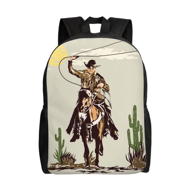 Fotbe Vintage Cowboy Riding Horse Mochila de Viaje para Laptop, Mochila Ejecutiva Delgada y Resistente 15.6"