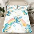thumbnail image 2 of Castle Fairy Blue Dragon 3pcs Twin Sheet Sets,Starry Sky Twin Fitted Sheet,Cartoon Rainbow Breathable Flat Sheet,Super Cozy Cute Room Decor, 2 of 7