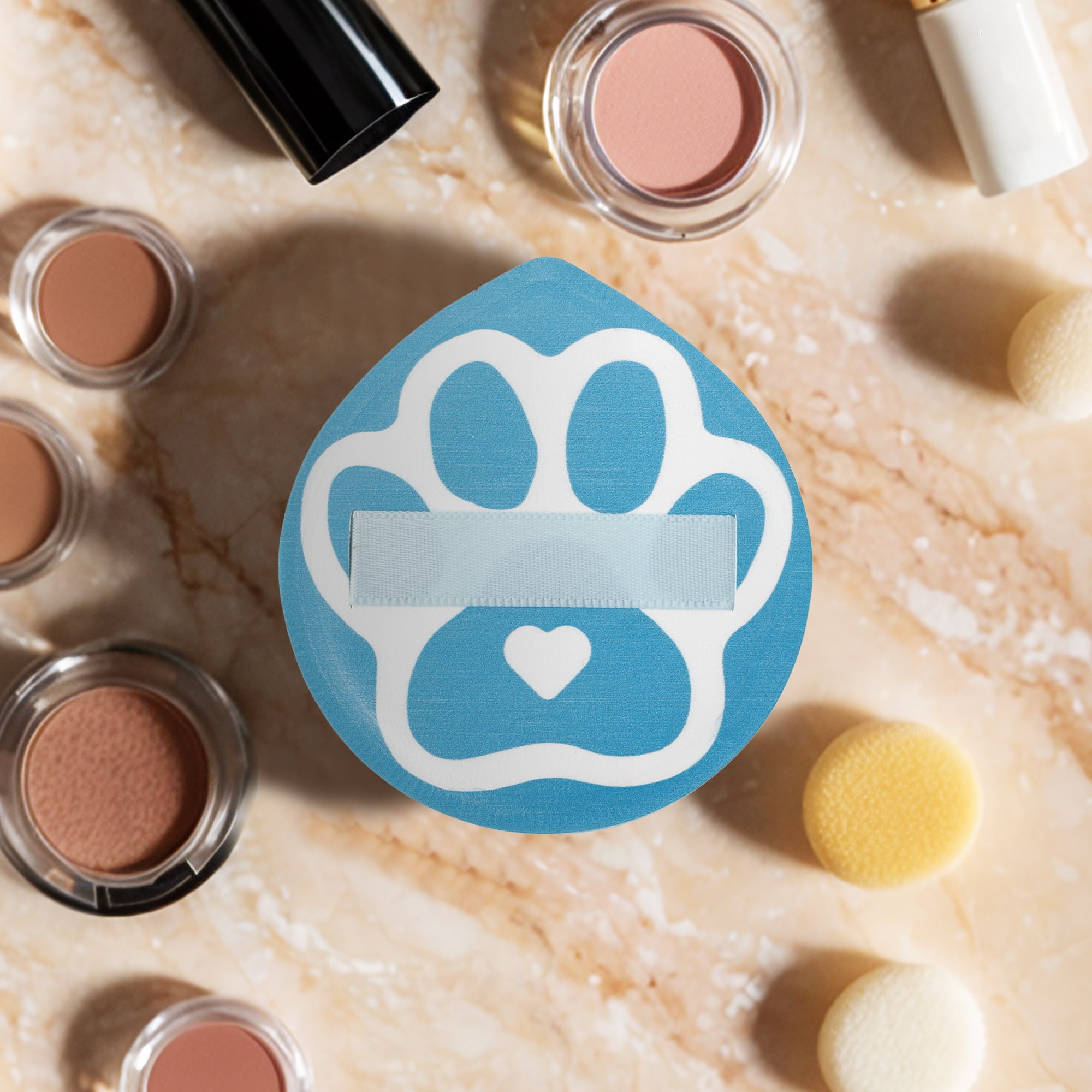 Unique Bargains 1 Pc Portable Cat Paw Face Makeup Sponge Blue